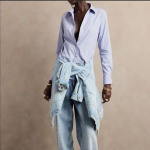 Banana Republic blue tailored paisley dress shirt wih french cuffs